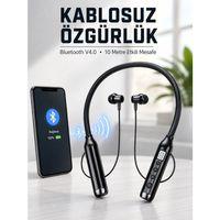 Kablosuz Bluetooth Boyun Kulaklığı 10 Metre Menzilli Mikrofonlu Ses Kontrollü Uzun Kullanım Süreli Kulak İçi Kulaklık