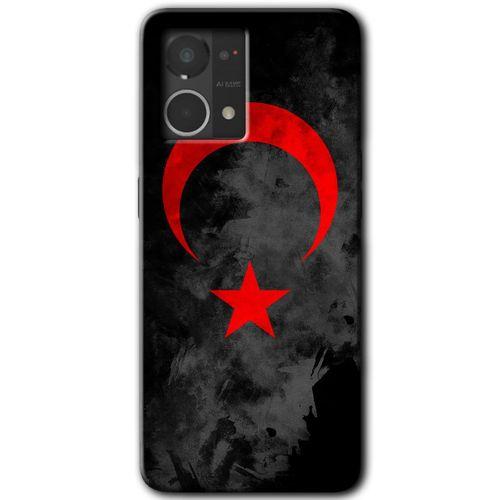 Oppo Reno 7 4G HD Baskılı Kılıf + 9D Tam Ekran Koruyucu - Black Ayyıldız