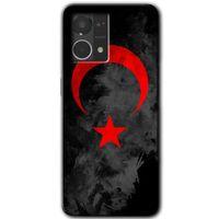 Oppo Reno 7 4G HD Baskılı Kılıf + 9D Tam Ekran Koruyucu - Black Ayyıldız