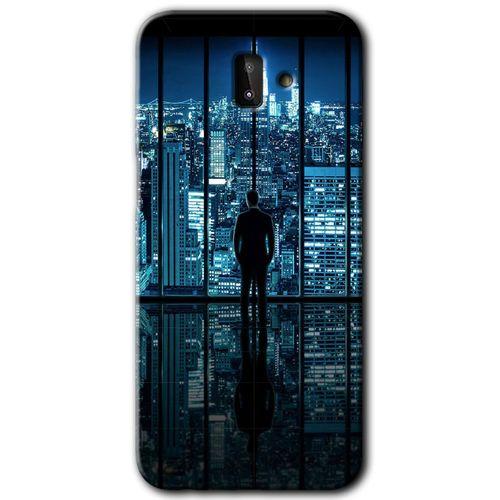 MRCİLETİSİM MRCİLETİSİM Samsung Galaxy J8 Kılıf HD Desen Baskılı Arka Kapak + Temperli Cam - Şehir Manzarası