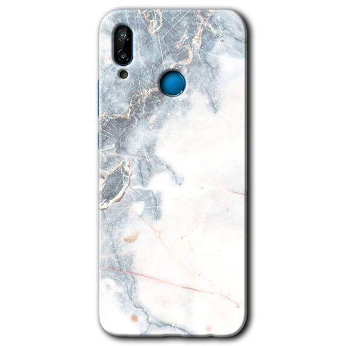 Huawei P20 Lite Kılıf Kapak - White Marble +Hayalet Ekran Yandan Gözükmez