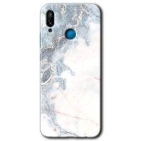 Huawei P20 Lite Kılıf Kapak - White Marble +Hayalet Ekran Yandan Gözükmez