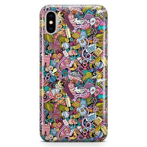Apple iPhone XS Max Kılıf Erkek Bebek Giyim Doodle Arka Kapak Koruma Desenli Full Koruyucu