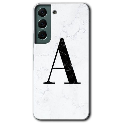 Potkal Hediye Fabrikası Samsung Galaxy S22 Plus Kılıf HD Desen Baskılı Arka Kapak - Beyaz Mermer Desenli A Harfi