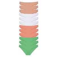 12 Adet Süper Eko Set Likralı Kadın Slip Külot Gri Beyaz Pudra Yeşil