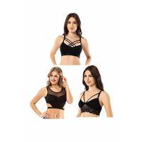 Kota 6 Adet Dantelli Çapraz İpli Tül Model Büstiyer