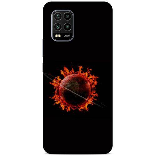Lopard Xiaomi Mi 10 Lite Uyumlu Kılıf FireX (47) Crystal Flex Kılıf Satürn Ateşi