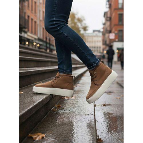 BA0550 İçi Kürklü Bağcıklı Taba Krem Taban Erkek Tarz Spor Bot
