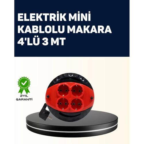 Ev Ve Ofis İçin 3 Metre Kablolu 4 Priz Makarası