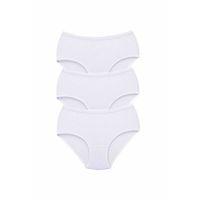 3 Adet Tutku Kadın Yüksek Bel Bato Kalın Lastik Külot Beyaz