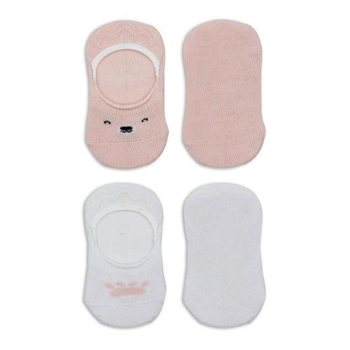 Bistyle 2'Li Babet Cute Face Penye Çorap 30103 Pembe-Beyaz