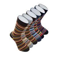 Dode Flora Erkek Pamuk Dikişsiz İnce Çizgili Renkli Konforlu Rahat Özel Seri 6'Lı Soket Çorap