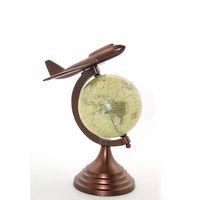 25x15 Cm Pirinç Uçak Tasarımlı Dünya Küre