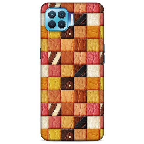 Oppo Reno 4 Lite Kılıf Patchwork (2) Kabı Turuncu Sarı