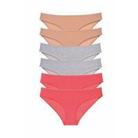 6 adet Süper Eko Set Likralı Kadın Slip Külot Ten Gri Fuşya