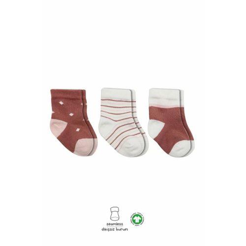 3'lü Penye Kız Soket Çorap Bs10112 Pudra