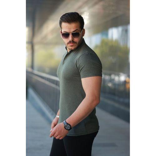 Erkek Hakim Yaka Dokuma Pamuklu Kumaş Kısa Kollu Tişört