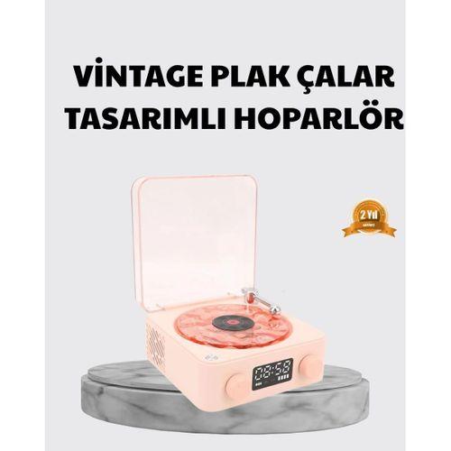 3-ü-1 Gece Işığı Bluetooth Hoparlör Ve Dijital Saat Vintage Plak Çalar Tasarımlı