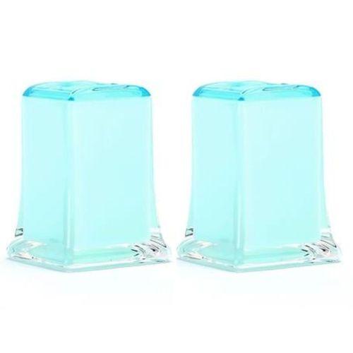2 Adet Diş Fırçalık Buz Mavisi Akrilik 6X6X11Cm Banyo Seti