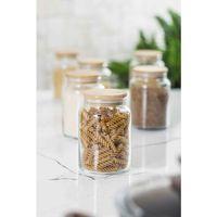 6 Lı Set Bambu Kapaklı Cam Kavanoz & Erzak Saklama Kabı 800 ml Orta  Boy ( Vakum Kapak )