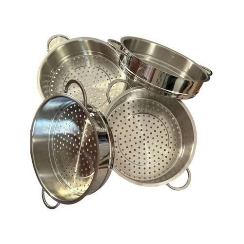 Oms 6090-C Mantı ve Haşlama Tenceresi 6 Parça Paslanmaz Çelik Cam Kapaklı 30x10 Cm