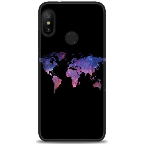 Xiaomi Mi A2 Lite Kılıf HD Baskılı Kılıf - Dünya Haritası + Tam Ekran Koruyucu