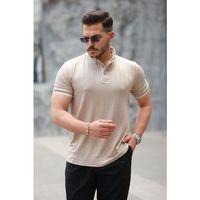 Erkek Düğme Yakalı Jakar Kumaş Kısa Kollu Tişört