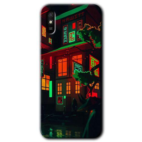Xiaomi Redmi 9A Kılıf Baskılı Kapak - China Street + 5D Tam Kaplayan Cam