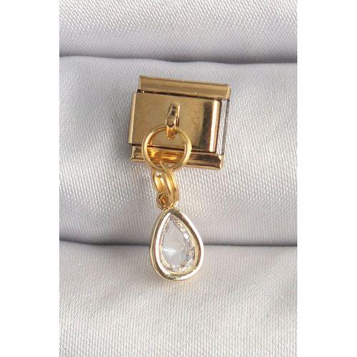 316L Çelik Gold Renk Sallantı Damla Zirkon Taşlı Nomination Charm