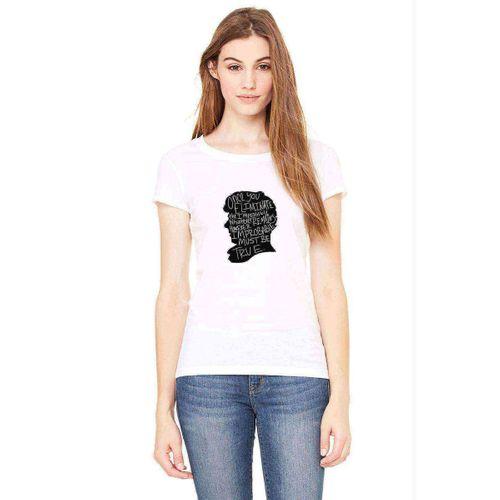 Sherlock İmpossible Baskılı Beyaz Kadın Tshirt