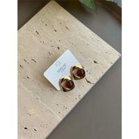 Taşlı Küpe - Kahverengi