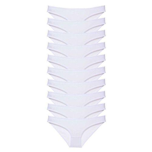 10 Adet Süper Eko Set Likralı Kadın Slip Külot Beyaz