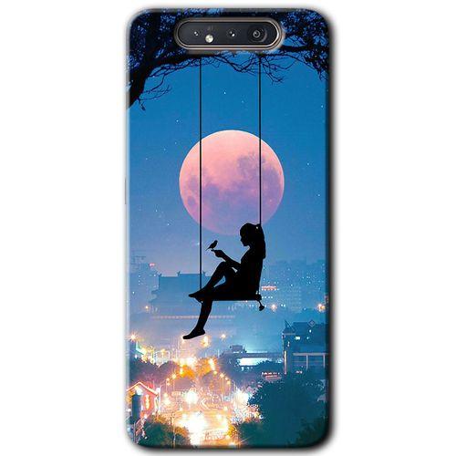 MRCİLETİSİM MRCİLETİSİM Samsung Galaxy A80 Kılıf HD Desen Baskılı Arka Kapak + Temperli Cam - Yalnız Kadın
