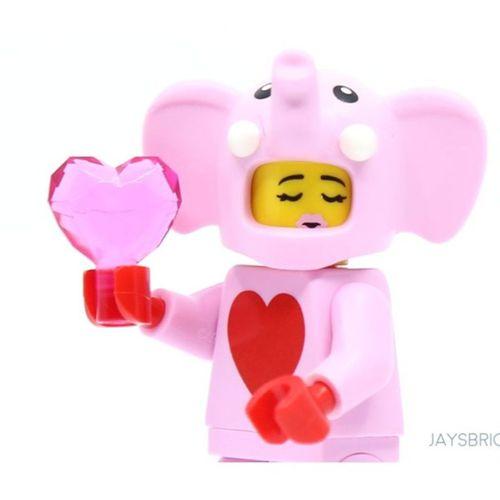 Orjinal Lego Minifigür Pink Elephant Figure with Pink Heart