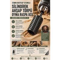 25mm Matkap Uyumlu Silindirik Ahşap Törpü Oyma Raspa Ucu 723535