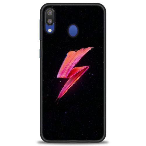 Samsung Galaxy A10S Kılıf HD Baskılı Kılıf - Pembe Şimşek + Tam Ekran Koruyucu