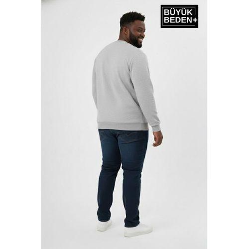 Erkek Büyük Beden Yelken Baskılı Bisiklet Yaka Sweatshirt SPR26BSW956-11