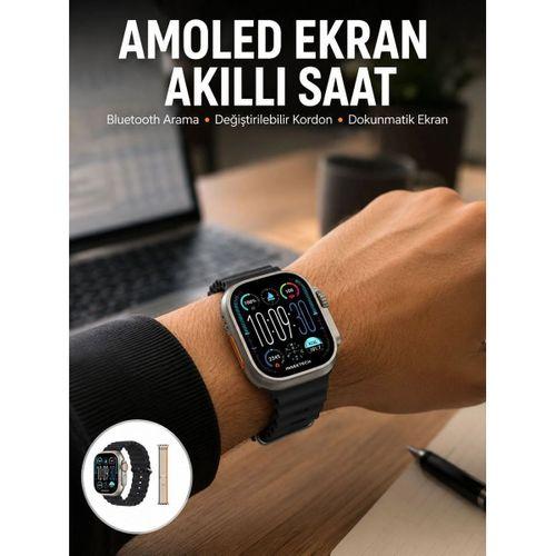 49mm Akıllı Saat Amoled Ekranlı Kadın Erkek Kol Saati Plastik Kordon Yeni Nesil
