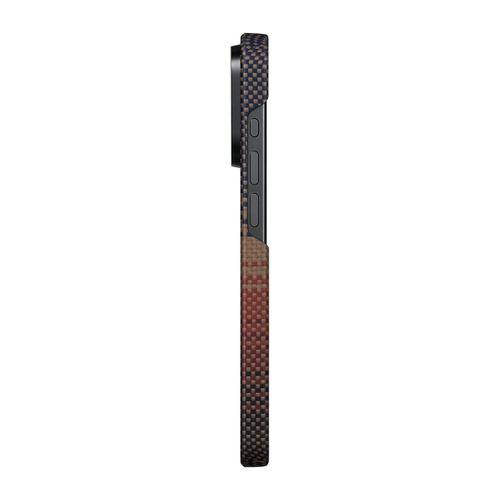 Apple iPhone 15 Pro Max Kılıf M-safe Şarj Özellikli Aramid Fiber Pitaka Tactile Woven Sunset-Moonrise Serisi Sunset Kapak