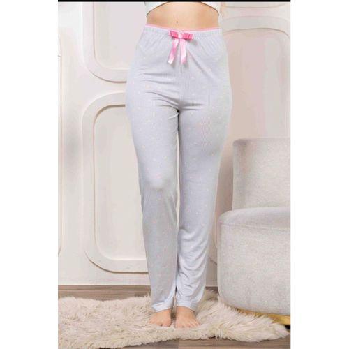 Beli Fiyonklu Rahat Kesim Pamuklu Tek Alt Pijama Kadın Byati004