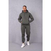 Şardonlu Kanguru Cepli Sweatshirt - 3 İplik Şardonlu Lastik Paça Erkek Eşofman Altı- Eşofman Takımı - Çam Yeşili