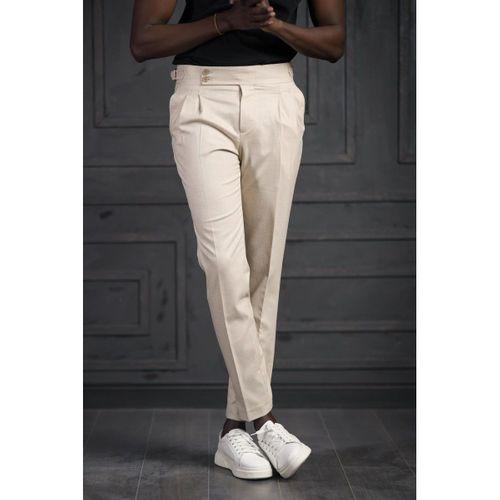 Perpant Slimfit Çift Pileli Kemer Tokalı Yazlık Kumaş Pantolon