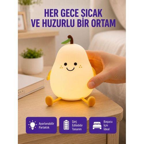 Usb Şarjlı Armut Gece Lambası Dokunmatik Renk Değişimli