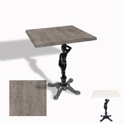 Dockers Çipa 1003 Döküm Ayak Kare Masa 60X60 cm - (Werzalit, Wermodin ve Allzalit Tabla) - Kahve Oxid