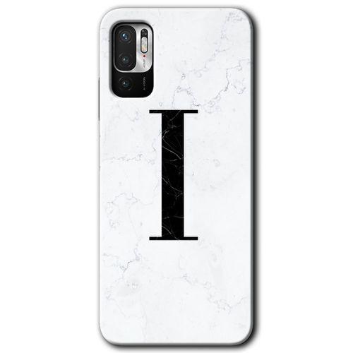 Xiaomi Redmi Note 10 5G HD Baskılı Kılıf + 9D Tam Ekran Koruyucu - Beyaz Mermer Desenli I Harfi