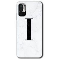 Xiaomi Redmi Note 10 5G HD Baskılı Kılıf + 9D Tam Ekran Koruyucu - Beyaz Mermer Desenli I Harfi