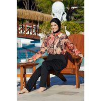 Estiva 26971 Siyah Leafy Tam Kapalı Croplu Pantolonlu Tesettür Mayo