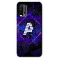 Poco M3 Kılıf HD Desen Baskılı Arka Kapak - Dark Neon Yaprak A Harfi + Kırılmaz Cam