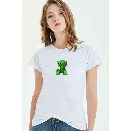 Minecraft Creepers Gonna Creep Siyah Çocuk Baskılı Beyaz Kadın Tshirt