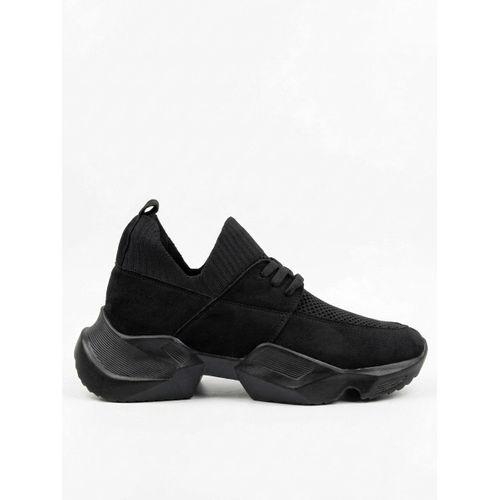 403 Yumuşak Triko Dokulu Yüksek Taban Siyah Spor Ayakkabı